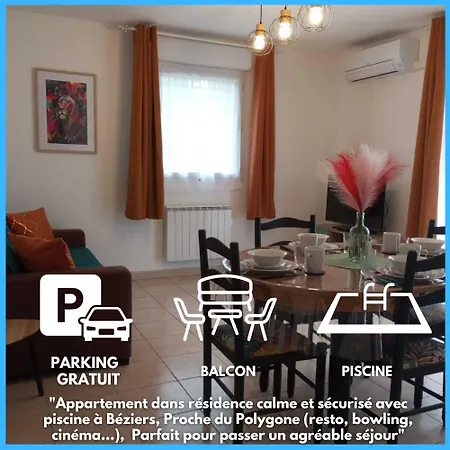 L'etoile Biterroise - De Avec Piscine Et Parking Gratuit A *